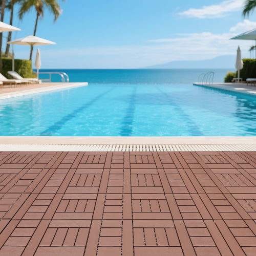 44 Pack Brown H - Style Interlocking Deck Tiles