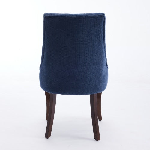 Blue Rayon Flocking Linen Dining Chairs 2-Pcs Set (DE1847BL)