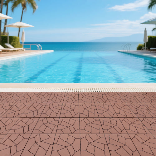 44 Pack Brown Stone - Style Interlocking Deck Tiles