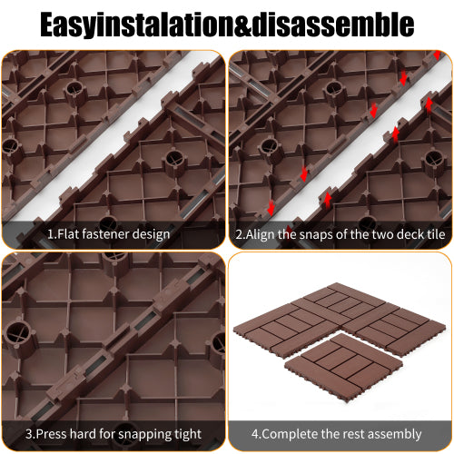 44 Pack Brown H - Style Interlocking Deck Tiles