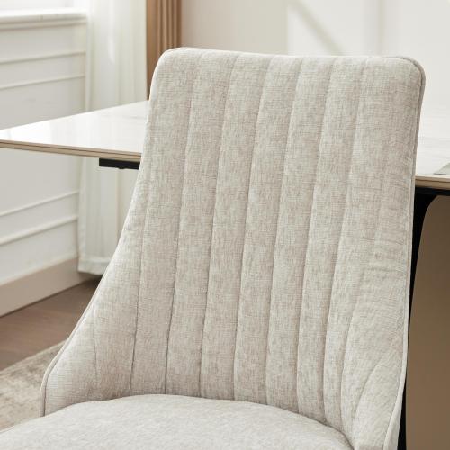 Beige Rayon Chenille Dining Chairs 2-Pcs Set (DE1647BG)