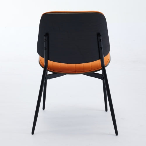 Mid-Century Orange Faux Leather Dining Chairs 2-Pcs Set (DE1849OG)