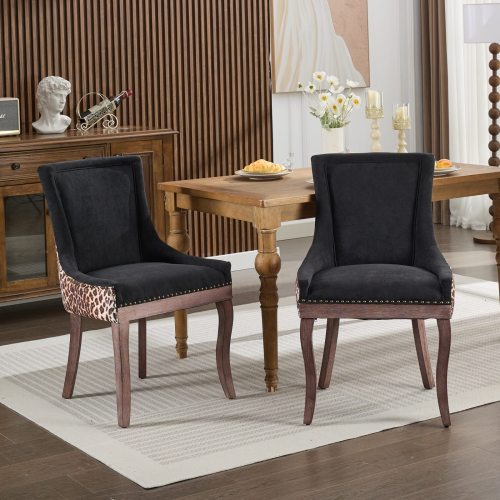 A&A Furniture 2-Pcs Leopard Print Ultra Side Dining Chairs (DE1807LP)