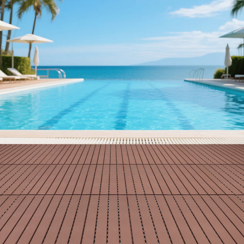 22 Pack Brown 2FT Interlocking Patio Deck Tiles