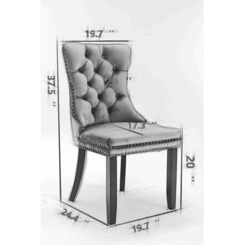 Modern Tufted Velvet Dining Chair Set (Black, DE1701BK)