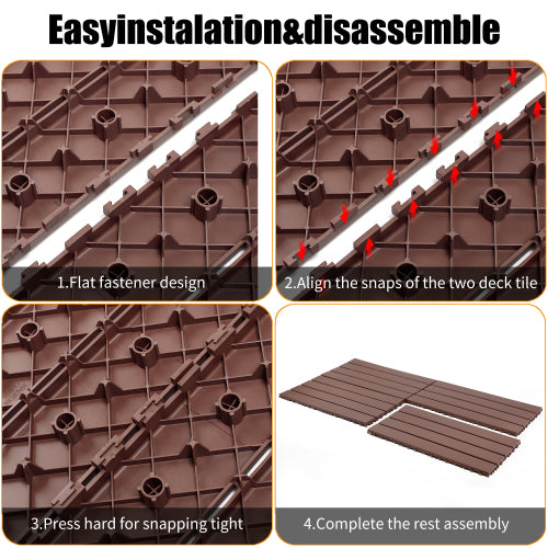 22 Pack Brown 2FT Interlocking Patio Deck Tiles