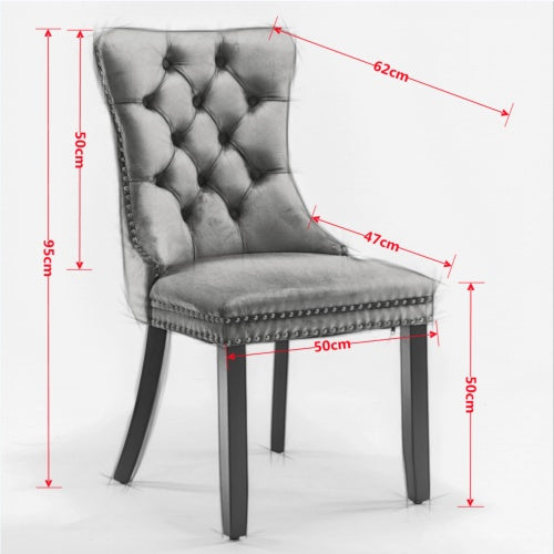 Nikki Collection 2-Pcs Black Velvet Tufted Dining Chair (DE2001BK)