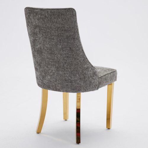 French Style Chenille Dining Chair Set (Gray, DE1647GY)