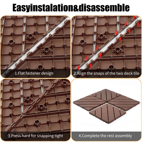 44 Pack Brown Interlocking Deck Tiles