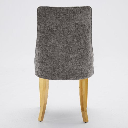 French Style Chenille Dining Chair Set (Gray, DE1647GY)