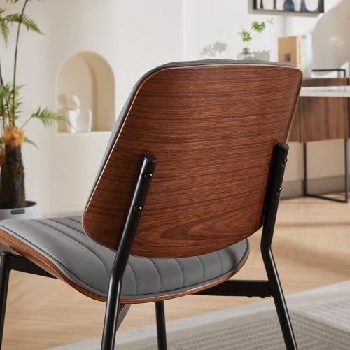 2-Pcs Gray Faux Leather Dining Chairs (DE1849GY)