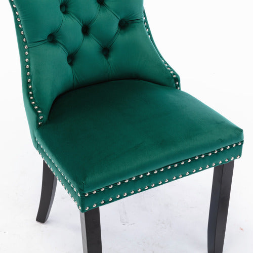 Nikki Collection 2-Pcs Green Velvet Dining Chairs (DE2001GN)
