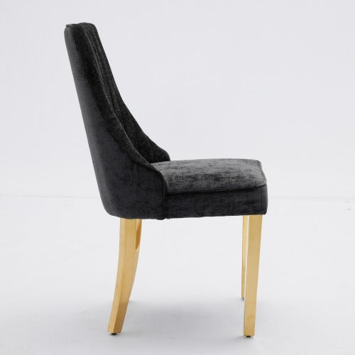 Black Rayon Chenille Dining Chairs 2-Pcs Set (DE1647BK)