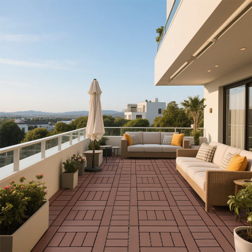 44 Pack Brown H - Style Interlocking Deck Tiles