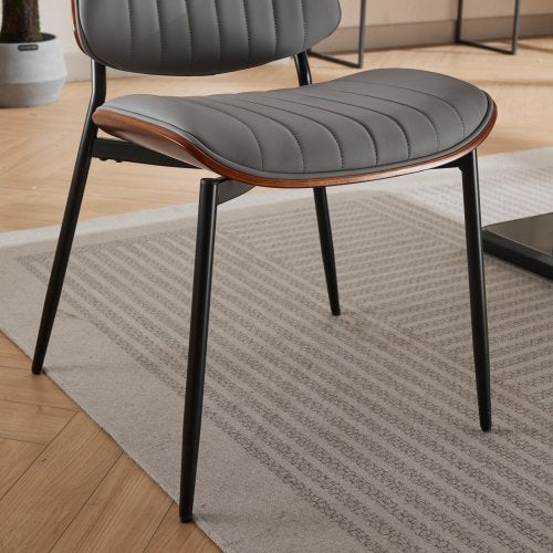 2-Pcs Gray Faux Leather Dining Chairs (DE1849GY)