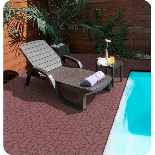 44 Pack Brown New Stone-texture Interlocking Patio Deck Tiles