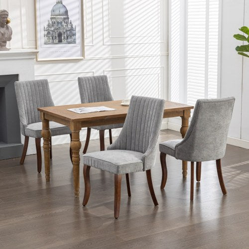 Gray Rayon Flocking Linen Dining Chairs 2-Pcs Set (DE1847GY)