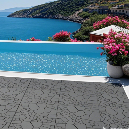 44 Pack Dark Gray 12" Stone - texture Interlocking Patio Deck Tiles