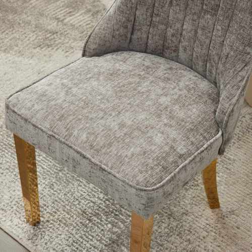 French Style Chenille Dining Chair Set (Gray, DE1647GY)