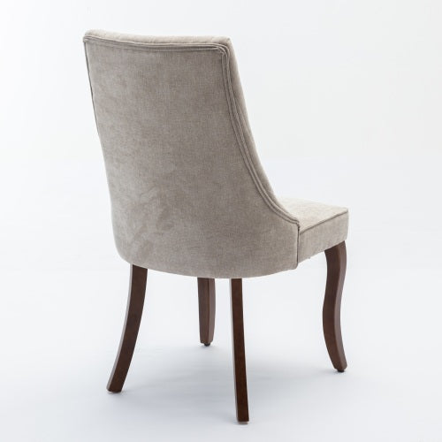 Beige Rayon Flocking Linen Dining Chairs 2-Pcs Set (DE1847BG)