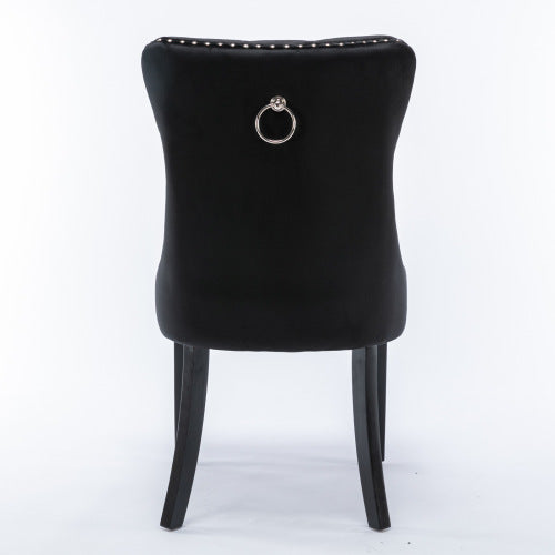 Nikki Collection 2-Pcs Black Velvet Tufted Dining Chair (DE2001BK)