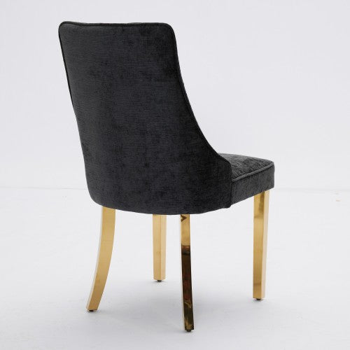 Black Rayon Chenille Dining Chairs 2-Pcs Set (DE1647BK)