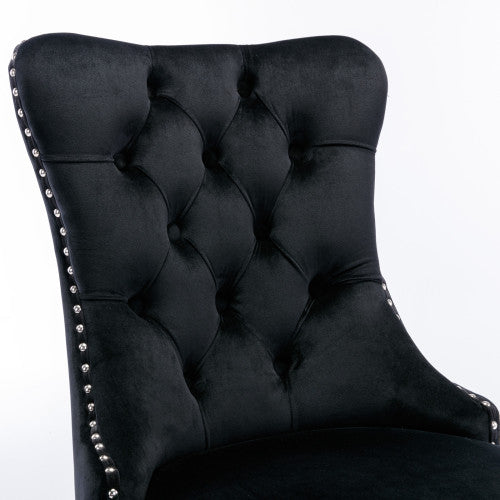 Modern Tufted Velvet Dining Chair Set (Black, DE1701BK)