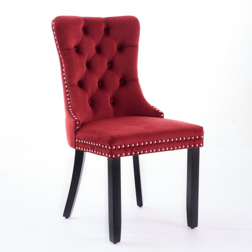 2-Pcs Burgundy/Wine Red Velvet Dining Chairs (DE2001WR)