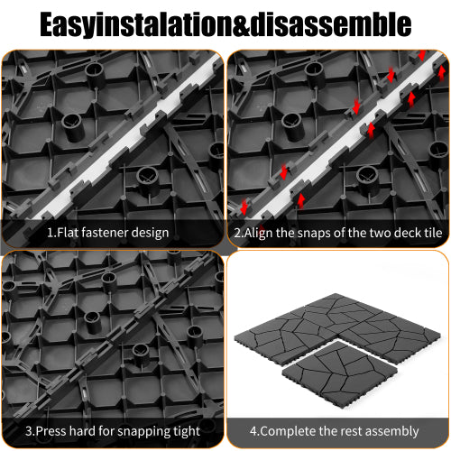 44 Pack Dark Gray H - Style Interlocking Deck Tiles