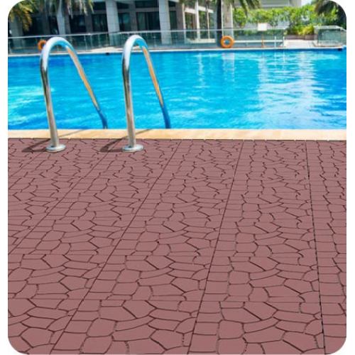 44 Pack Brown New Stone-texture Interlocking Patio Deck Tiles