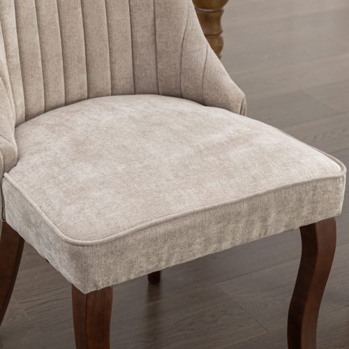 Beige Rayon Flocking Linen Dining Chairs 2-Pcs Set (DE1847BG)