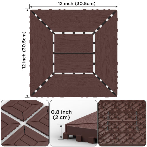 44 Pack New Style Brown Interlocking Deck Tiles