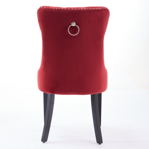 2-Pcs Burgundy/Wine Red Velvet Dining Chairs (DE2001WR)