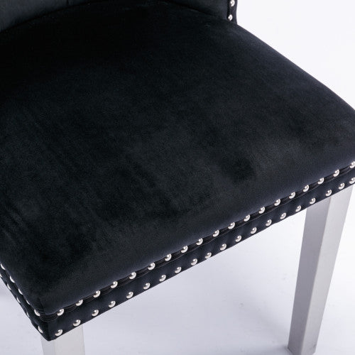 Modern Tufted Velvet Dining Chair Set (Black, DE1701BK)