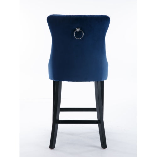 Blue Velvet Tufted Barstools 2-Pcs Set (DE2002BL)