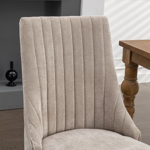 Beige Rayon Flocking Linen Dining Chairs 2-Pcs Set (DE1847BG)