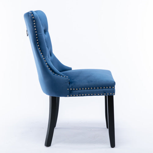 Nikki Collection 2-Pcs Blue Velvet Dining Chairs (DE2001BL)