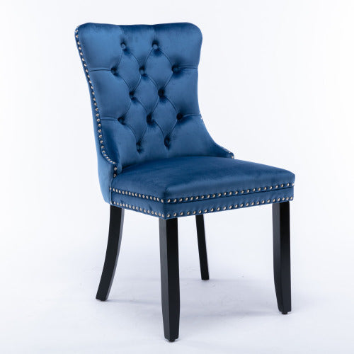 Nikki Collection 2-Pcs Blue Velvet Dining Chairs (DE2001BL)