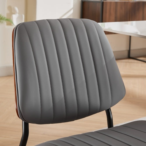 2-Pcs Gray Faux Leather Dining Chairs (DE1849GY)
