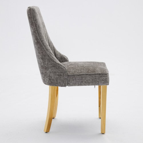 French Style Chenille Dining Chair Set (Gray, DE1647GY)