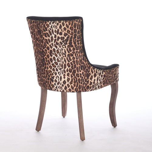 A&A Furniture 2-Pcs Leopard Print Ultra Side Dining Chairs (DE1807LP)