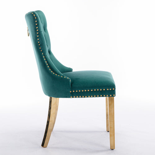 Modern Tufted Velvet Dining Chair Set (Green, DE1601GN)