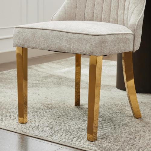 Beige Rayon Chenille Dining Chairs 2-Pcs Set (DE1647BG)