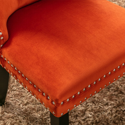 Nikki Collection 2-Pcs Orange Velvet Dining Chairs (DE2001OG)