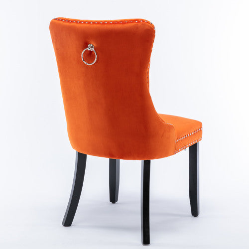 Nikki Collection 2-Pcs Orange Velvet Dining Chairs (DE2001OG)