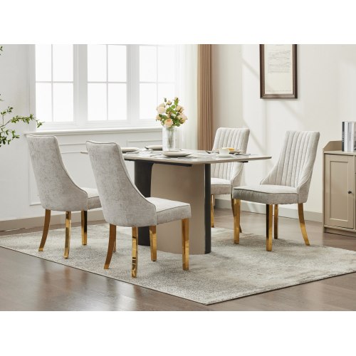 Beige Rayon Chenille Dining Chairs 2-Pcs Set (DE1647BG)