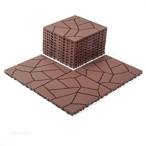 44 Pack Brown Stone - Style Interlocking Deck Tiles