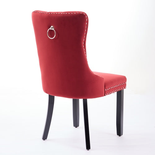 2-Pcs Burgundy/Wine Red Velvet Dining Chairs (DE2001WR)