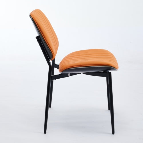 Mid-Century Orange Faux Leather Dining Chairs 2-Pcs Set (DE1849OG)