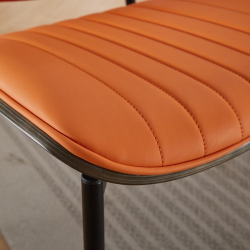 Mid-Century Orange Faux Leather Dining Chairs 2-Pcs Set (DE1849OG)